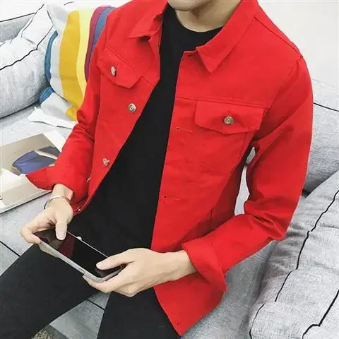 Abrigo vaquero ajustado informal corto con botones para hombre, ropa popular coreana, chaquetas vaqueras para hombre, holgadas, nuevas, de diseñador de marca, de lujo