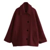 UNIZERA-Short Blended Coat for Women, Casual Polo Neck, Personalized Top, Cloak Sleeve, Winter, New 5