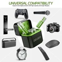 Delgeo AA Rechargeable Lithium-ion Battery 1.5V with Charger 3600mWh Large Capacity Compatiable for Mouse, Remote Control and Gamepad 7