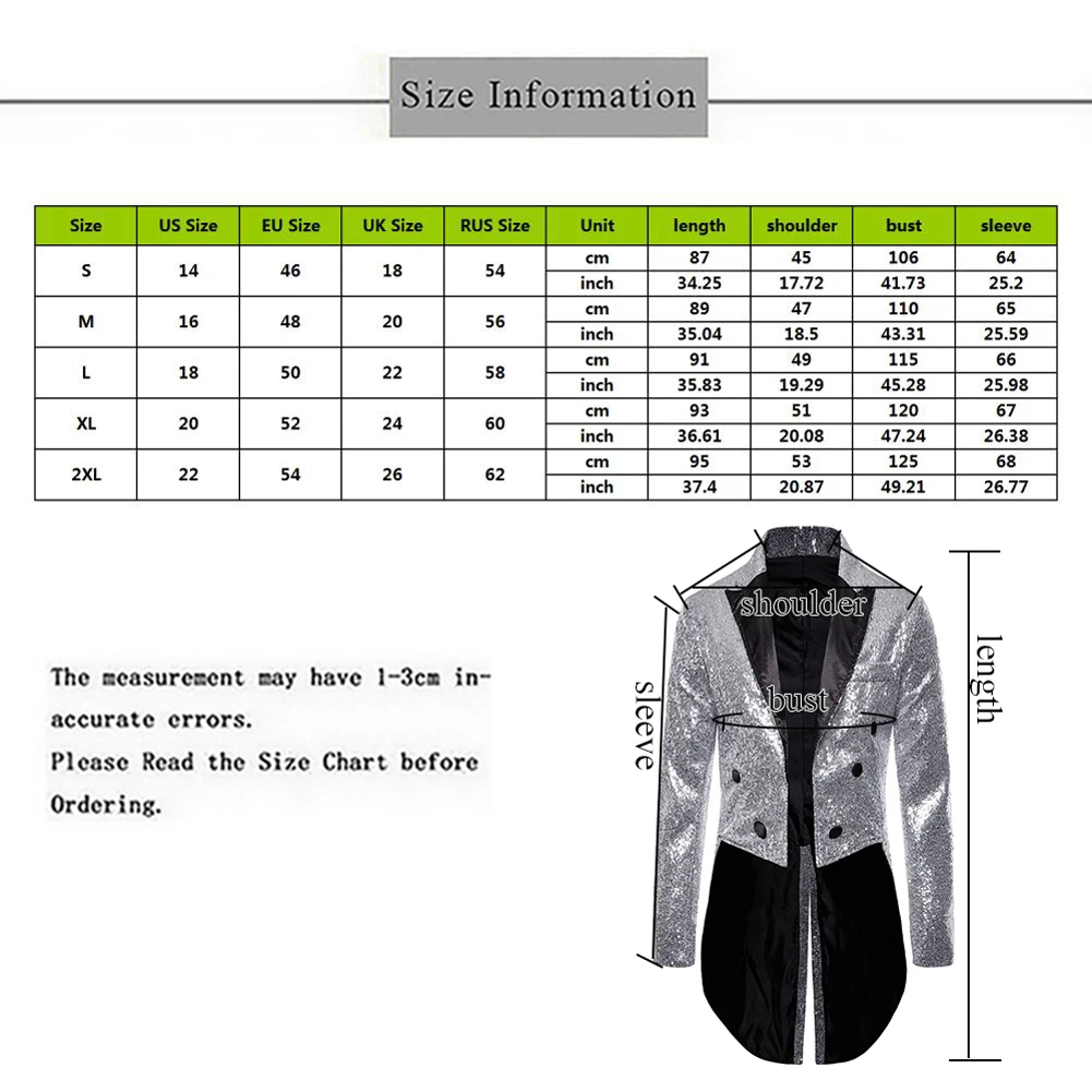 Shiny Gold Sequins Glitter Tailcoat Suit Jacket Male Double Breasted Wedding Groom Tuxedo Blazer Men Party Stage Prom Costume 6
