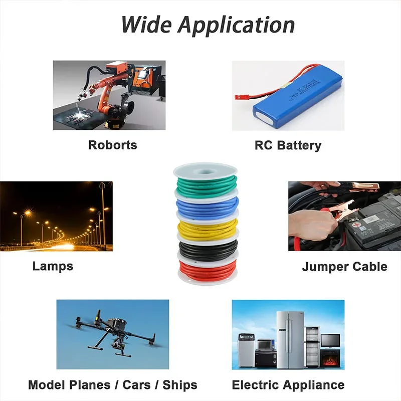 Vibrant Silicone Tinned Copper Wire Set - Multi-Gauge Stranded Cable Collection