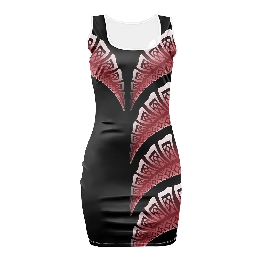 

Fashion Party Bodycon Mini Dress Polynesian Samoa Tribal Tapa Design Tongan Print U-neck Clothing Beach Holiday Sleeveless Dress