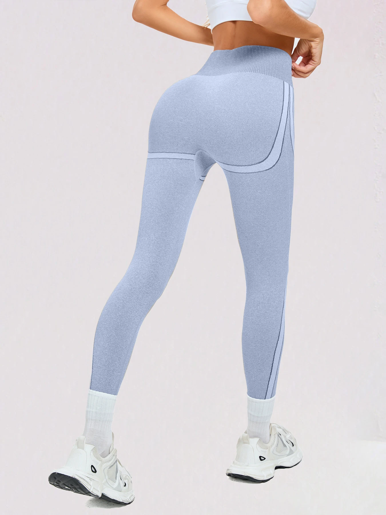 Women's Yoga Pants Constrast Fashion High Waist Leggings Tummy Control Hip Lifting Sports Workout Gym Tights 6