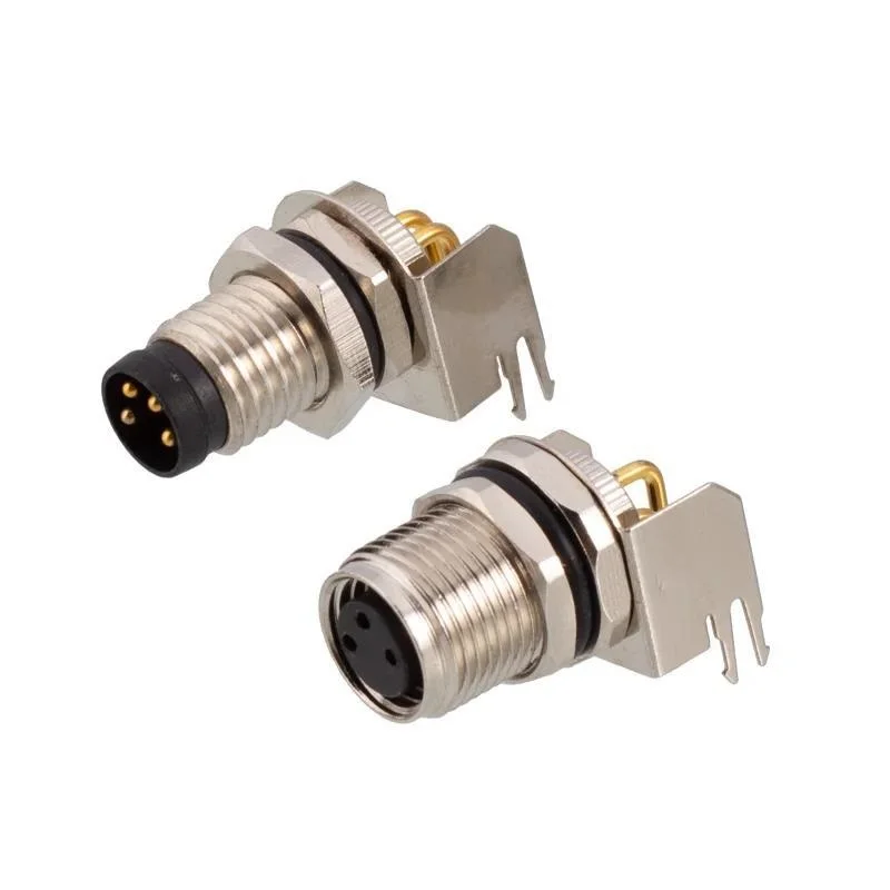 

Hot sales M8 angled PCB male female back mount socket M8*1 connector grounded PCB type waterproof IP67
