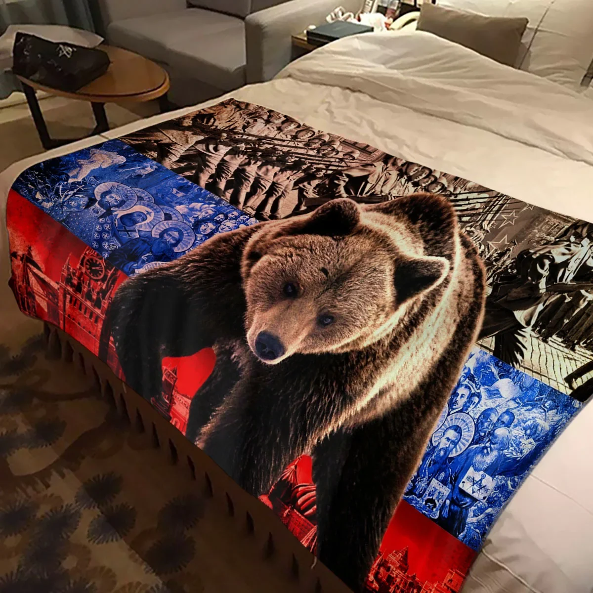 

Мягкое Фланелевое покрывало для дивана в российскую гордость, медведь, СССР