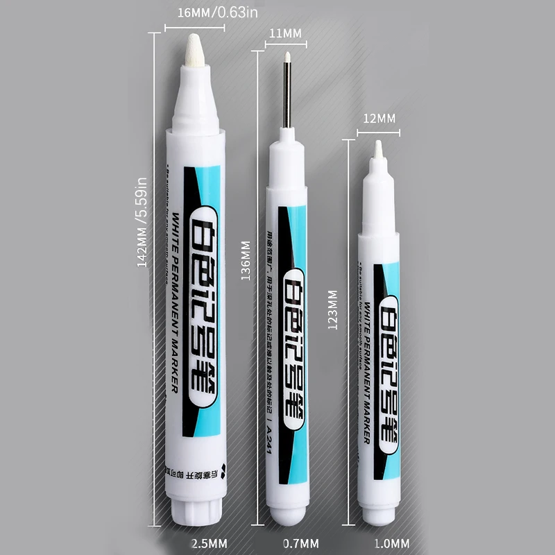 1PC White Permanent Paint Pen Set Wood, Rock, Plastic, Glass, Stone, Metal, Canvas, Ceramic, Deep Hole Marker 0.7/1.0/2.5mm