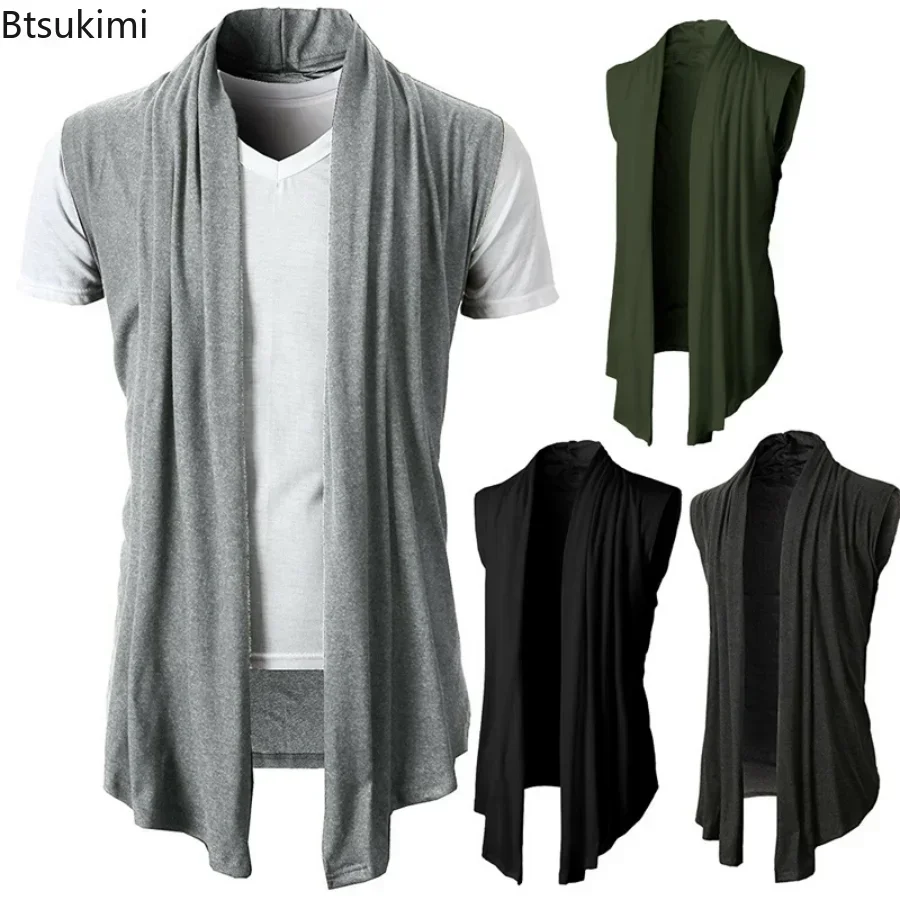 Veste sans manches homme printemps été 2026 cardigan tricoté streetwear punk hip hop