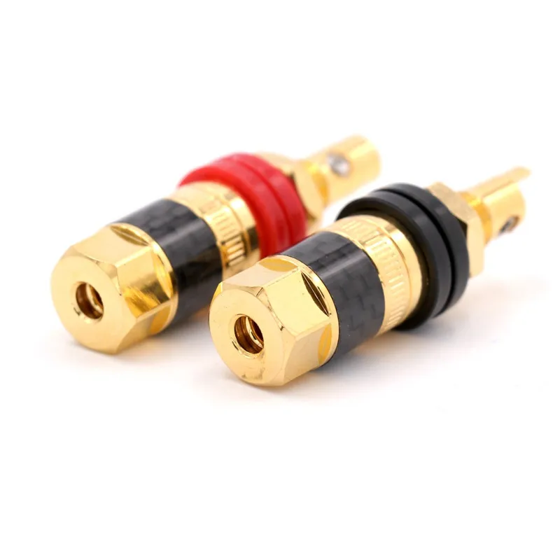 

2pcs EIZZ EZ-306 24K Gold Plated Speaker AMP Binding Post HiFi Banana Jack Connector Carbon Fiber Shell Sockets Panel Chassis