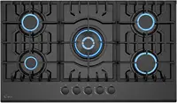 36" Bulit-in Tempered Glass Gas Cooktops 5 Italy Imported Sabaf Burners Stove Tops 36 Inch Black 20.67"D x 35.43"W x 2.4"H 1