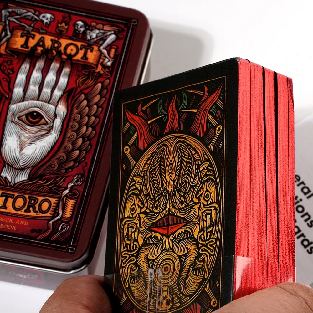 Del Toro Tarot in Tin Metal Box 78 Cards Gilded Edge Guidebook Light Seer's Tarot Deck Stocking Blooming Cat 6
