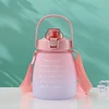 1.3L Large Capacity Sports Water Bottle with Straw Gradient Color Women's Outdoor Running Portable Plastic Bottle 5