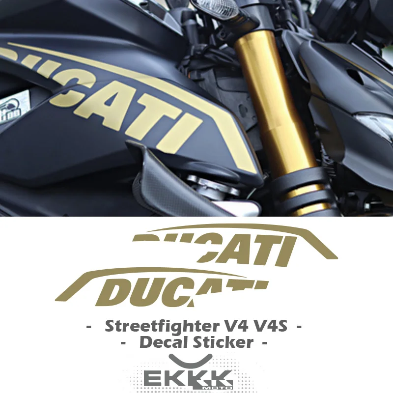 For Ducati V4 V4S STREEETFIGHTER V4S V4 V4SP Fairing Shell Pull Flower Sticker Decal White Matt Gold Upper Fairing Decal for ducati v4 v4s streeetfighter v4s v4 v4sp fairing shell pull flower sticker decal white matt gold upper fairing decal