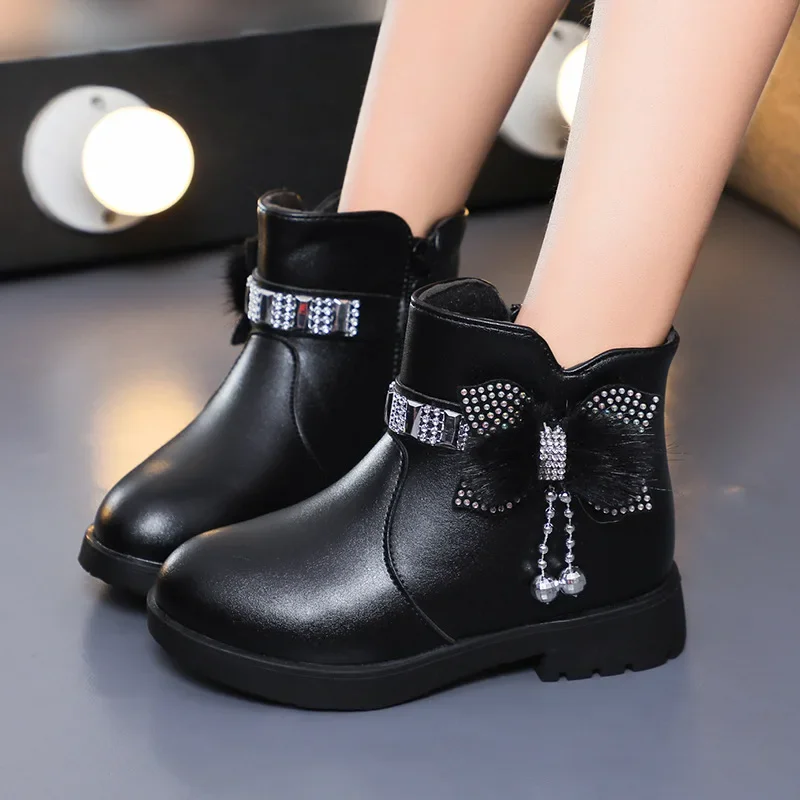 thumbnail image 2 of Bacca Girls Anti-Slip Snow Boots Pink Glitter Warm Faux Fur-Lined Winter Boots 13M 2 of 10