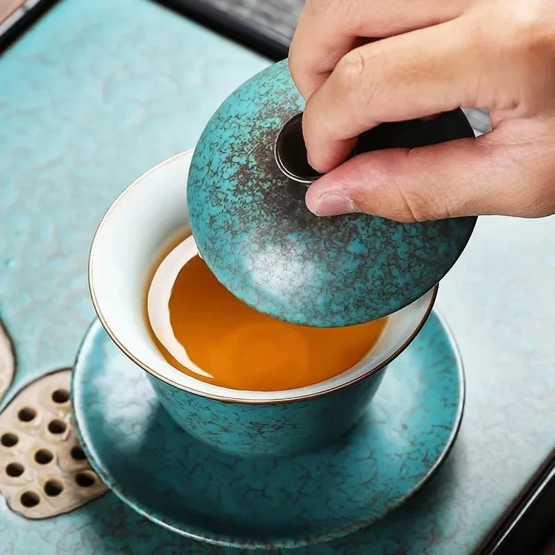 Ceramic Sancai Gaiwan Chinese Retro Tea Tureen Teaware Tea Cup Kung Fu Teacups Home Decor Porcelanas Cups