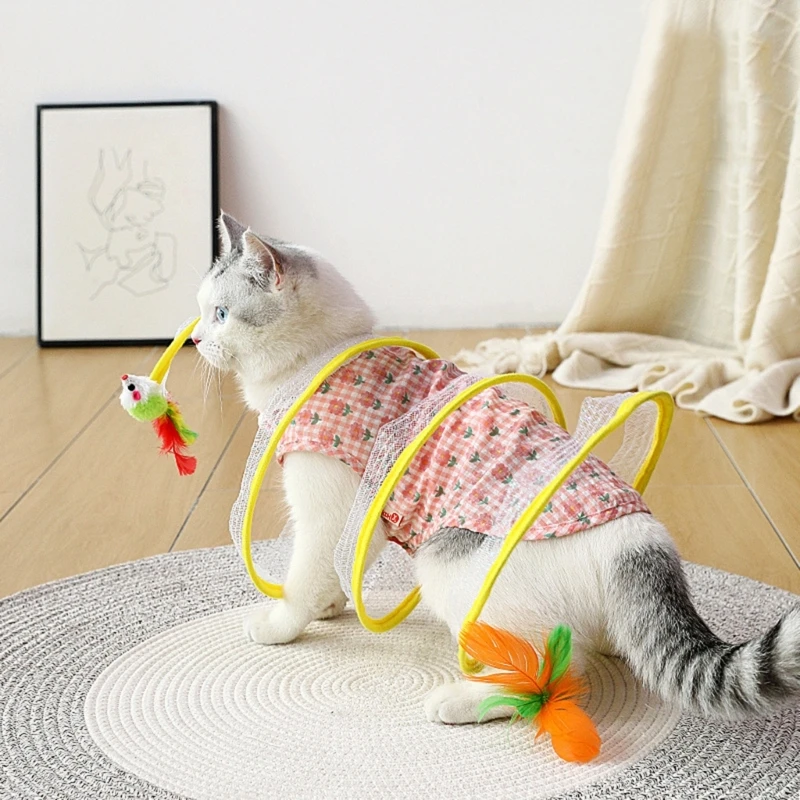 

Складной туннель для кошек Playtube Hideaway Crinkle Tunnel для маленьких кошек 6XDE