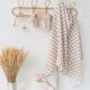 4pcs/set Baby Blankets Newborn Checker Pattern 2 Layers Bamboo Cotton Baby Muslin Swaddle Blanket Wrap Headband Beanie Set 2