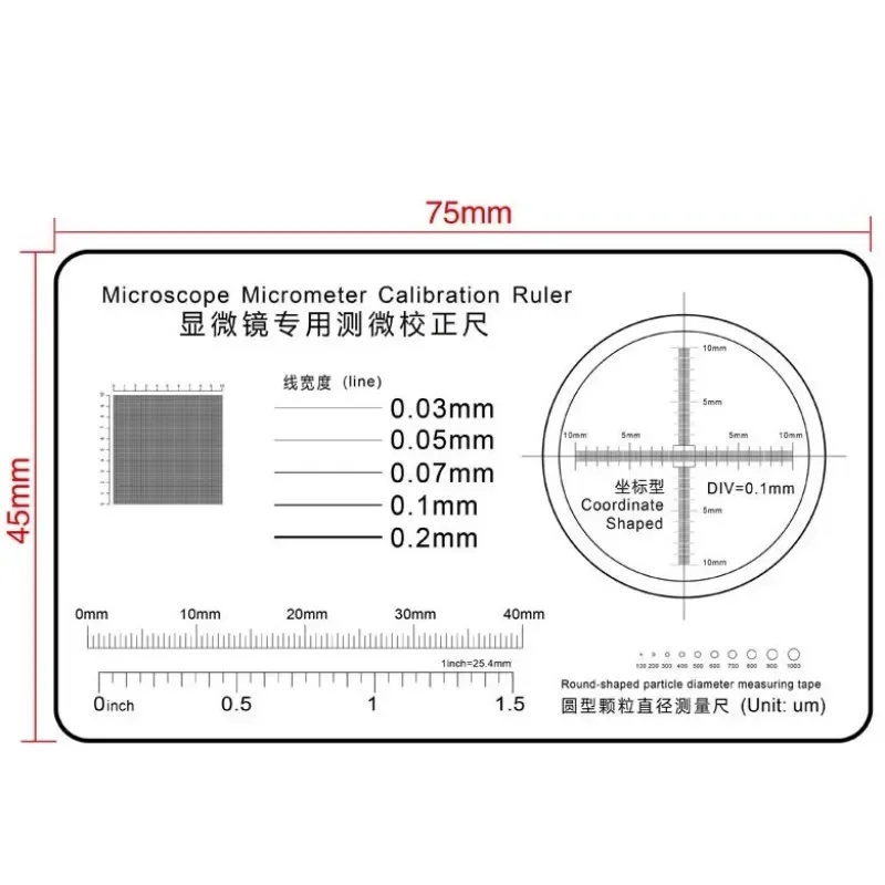 Film Ruler Microscope Micrometer Calibration Film Ruler Grid Reticule Stains Dot Gauge Plastic Ruler Radius Area Diameter Measuring