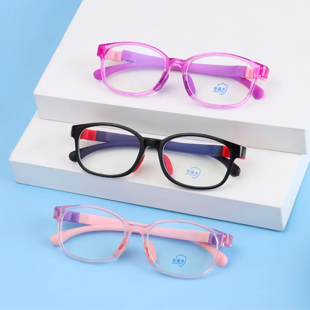 Lunettes anti-lumière bleue en silicone pour enfants, TR90, miroir plat, flexible, non ald, monture de lunettes de sport, filles, garçons