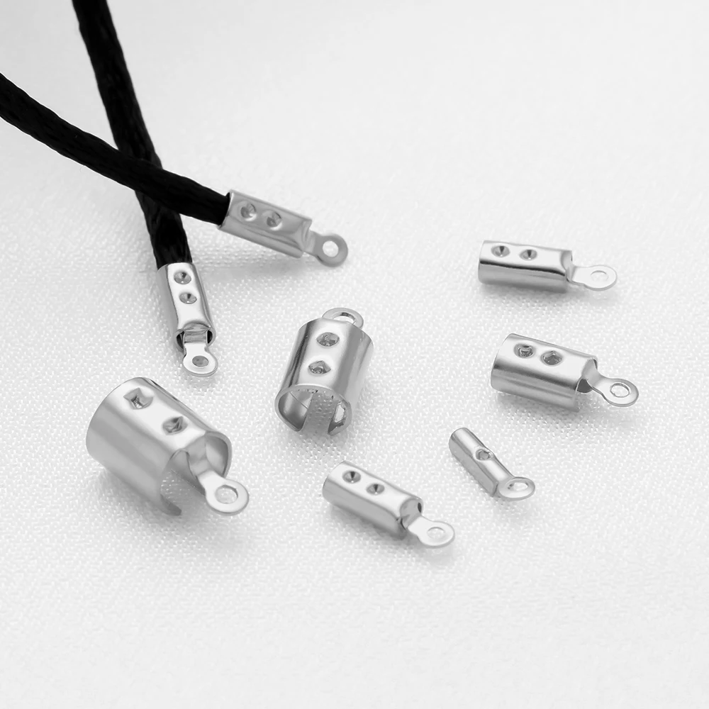 50pcs 스테인레스 스틸 버킷 엔드 비즈 모자 DIY 팔찌 목걸이에 대 한 긴 로프 클립 Clasps 쥬얼리 결과 액세서리 만들기