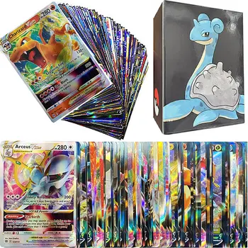 100pcs Pokemon V VMAX Vstar GX MEGA EX Cards English Pokémon Shining Arceus Cards Playing Game Collection Booster Box Kids Toy 1
