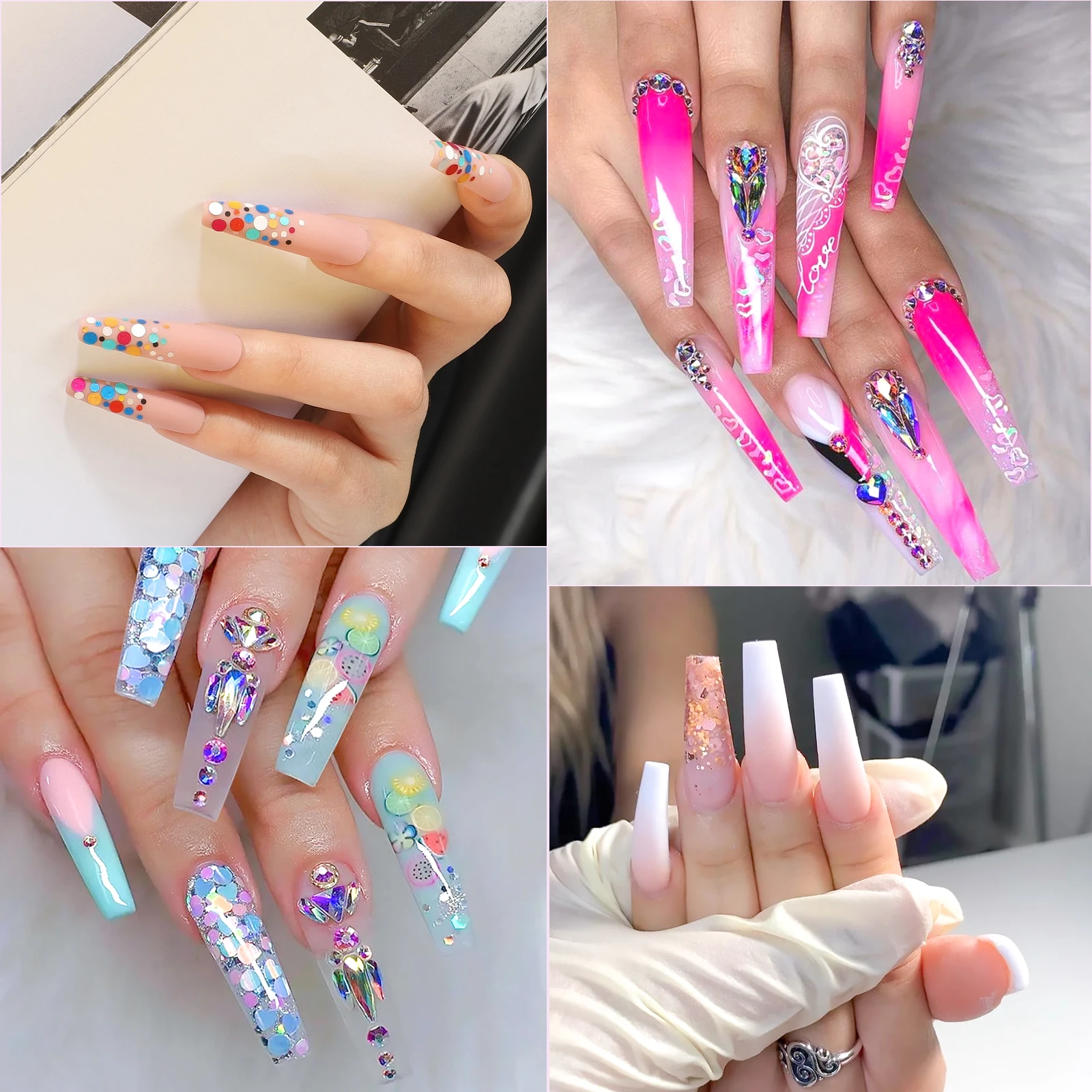 Extra Long Square Full Cover Nail Tips 240PCS Clear Full Cover Fake Nails False Nails 12 Sizes Square Press on Fake Nail Tips