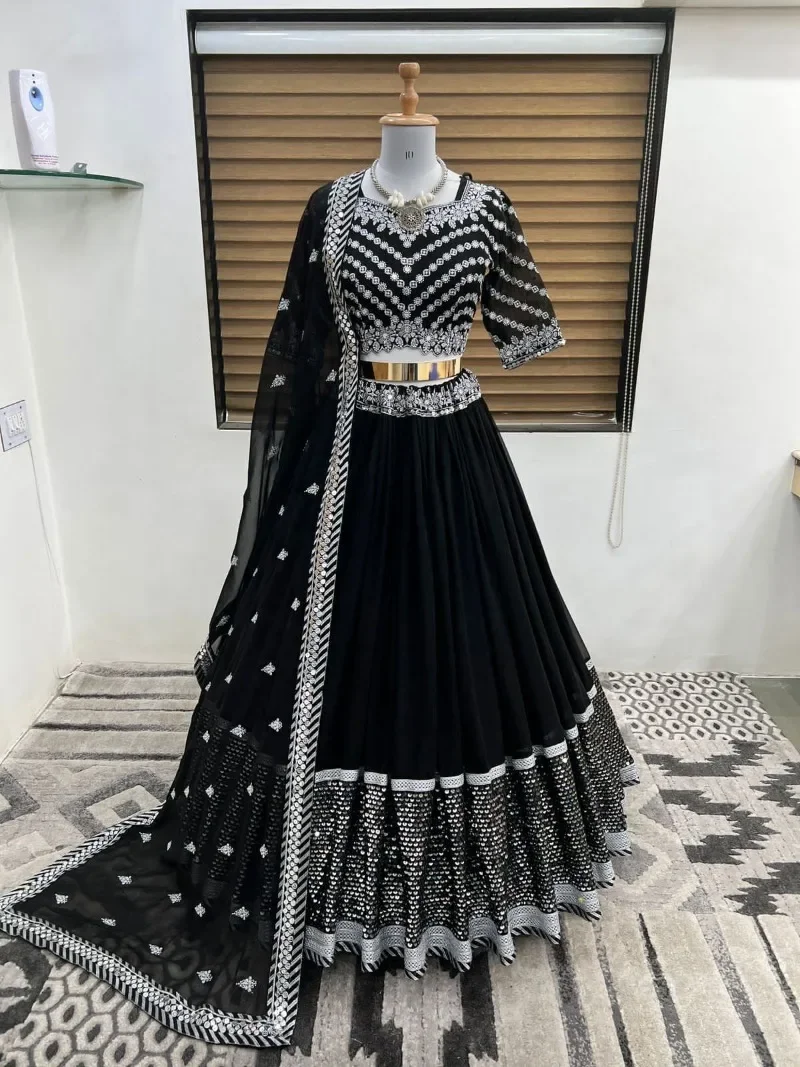 

Women Georgette Lehenga Choli and Dupatta for Wedding Party Wear Gift