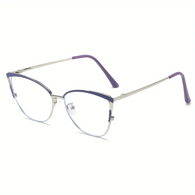 Blue Light Blocking Glasses - Large Oval Frame, Fashionable Black with Gray Shaded Arms