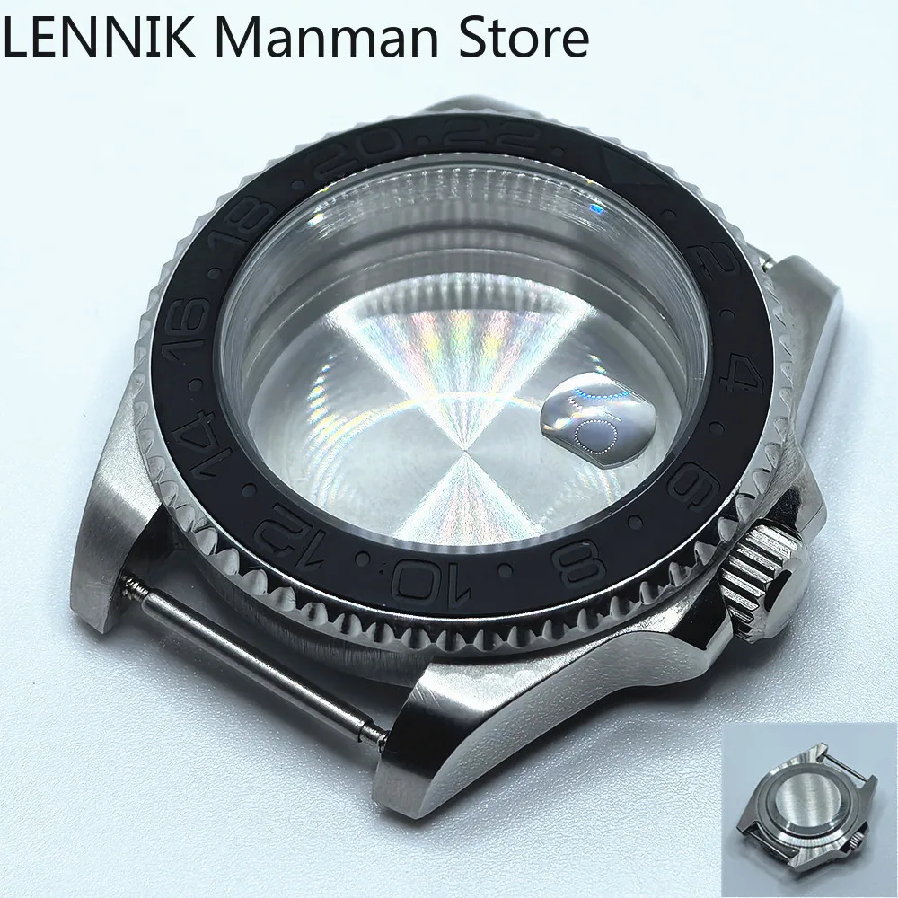 40mm Black PVD Watch Case with Transparent Back Glass