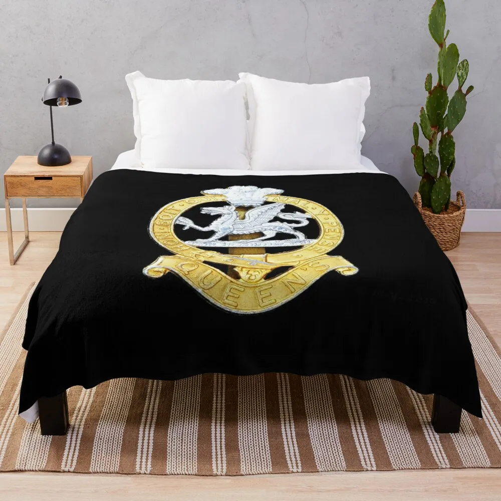 

Queens Regiment Cap Badge Throw Blanket Big Thick Furry Couple Blanket