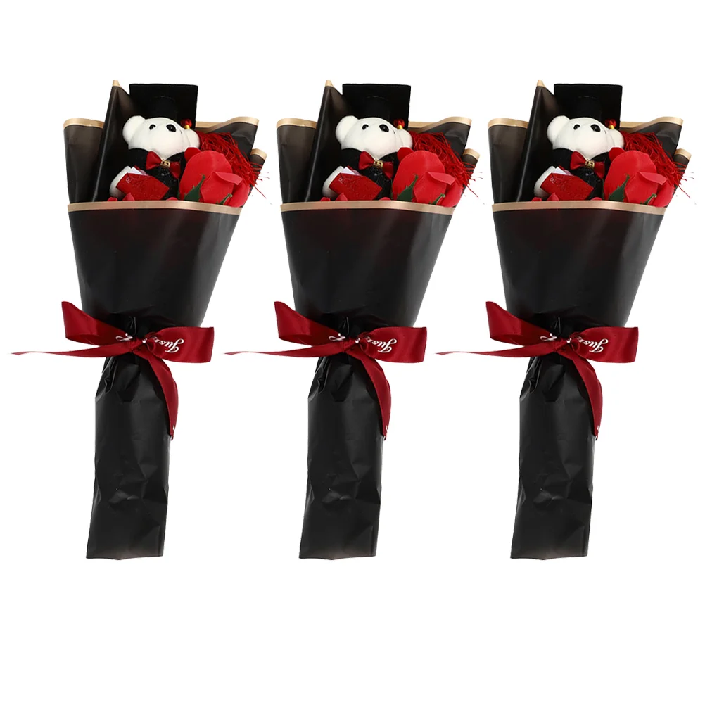 

Bear Blue Suits Thank You Gifts Flower Bouquet Graduation Bouquet Gifts Her Bear Mini Stuffed Bears Soap Flower Knows