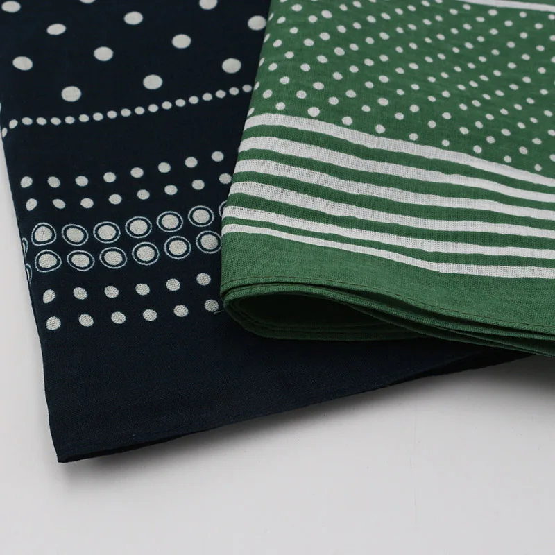 Printed Scarf Green Dark Navy Dots Bandanna Cotton Women/Girl Headband Men Pocket Square Scarf Headwear Headscarves Hair Bands