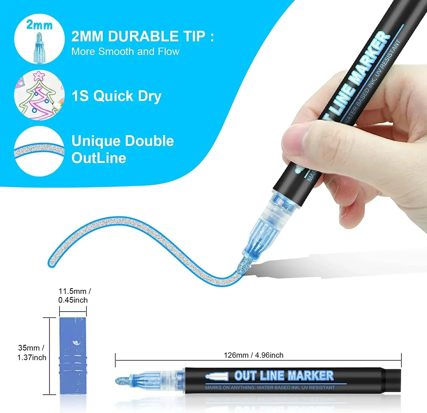 36-Color Double Line Outline Pens 2