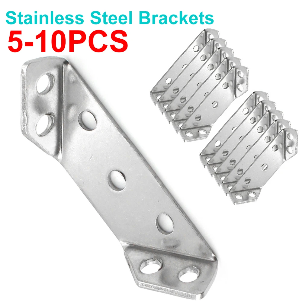 

5/10pcs Stainless Steel Corner Braces Joint Angle Code Corner Bracket Trapeziform Angle Code Shelf Support Fastener With Screw