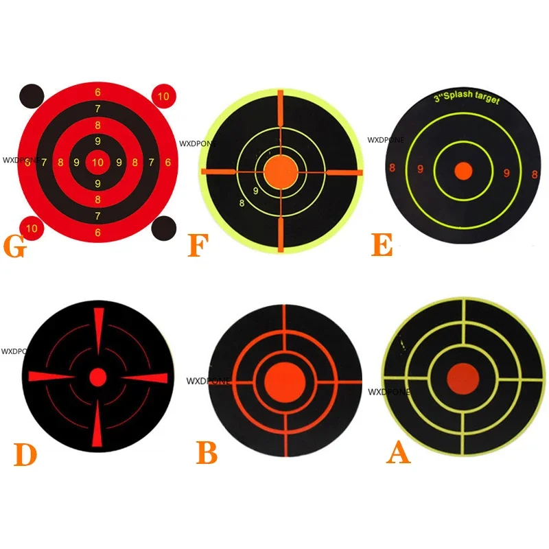 7.50cm Self-Adhesive Splatter Splash Amp Reactive(Colors Impact) shooting target sticker Shooting Sticker Targets(Bulls-eyes) 100/200Pcs Per Roll