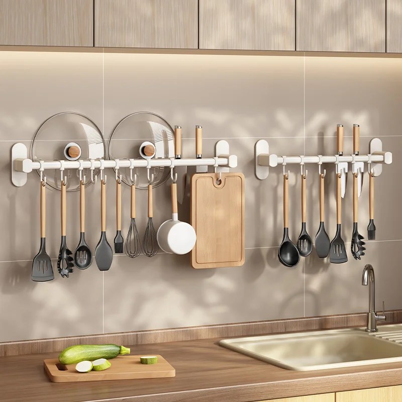 Kitchen Equipment Storage Rack Wall-Mounted Hook Rack Multi-Way Storage Kitchen Items