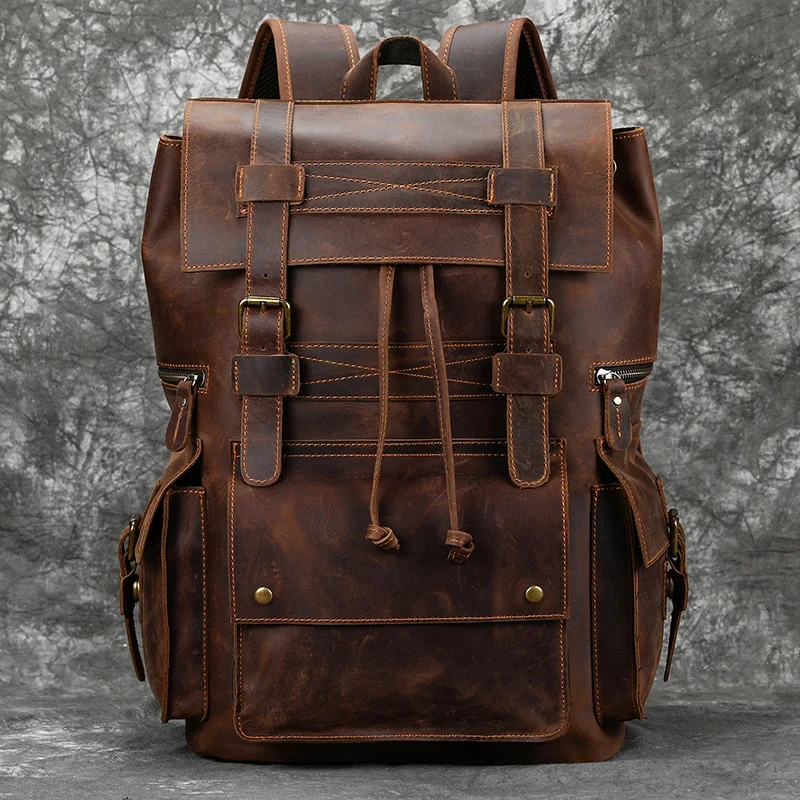 2025 New Arrivals Leather Backpack For Men Male Genuine Leather Laptop Travel Backpack 17 Inch Daypack Shoold Bag Men Male Large 2
