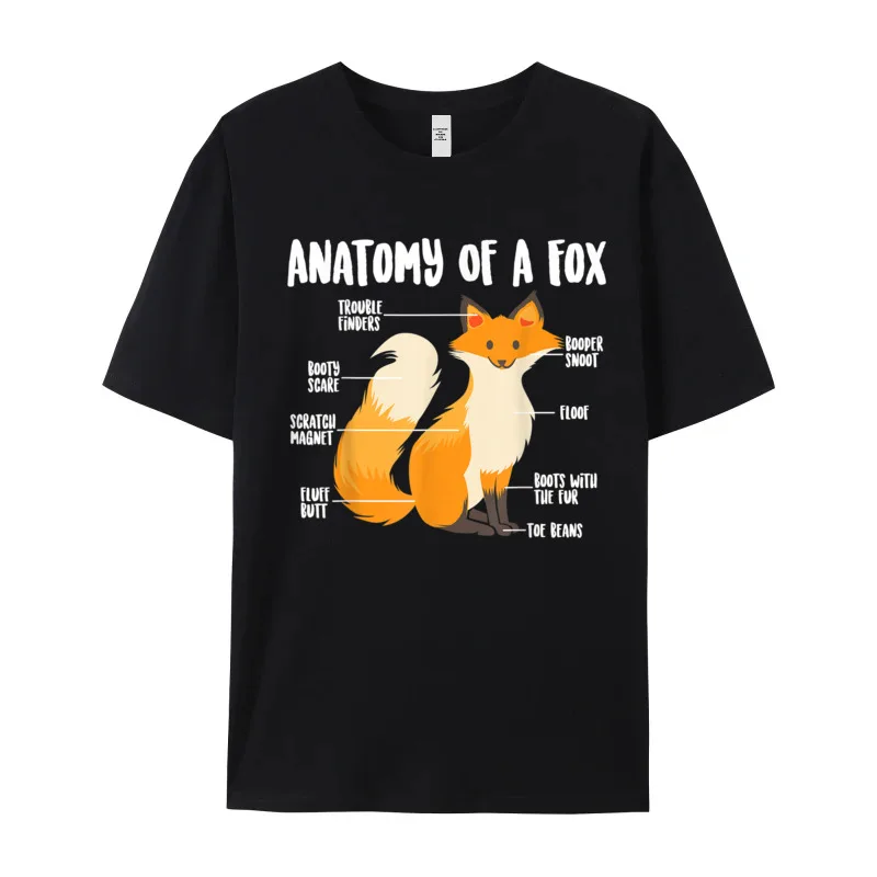 Anatomy Of A Fox Cute Tops & Tees Funky Crewneck Hip hop Short Sleeve 100% Cotton Man T Shirt Slogan Tops Shirts Anatomy Of A Fox Cute Sweet Carnivore Funny Animal Gift T-Shirt__980 black