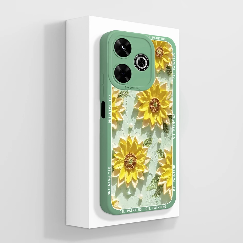 Aesthetic Durable Shockproof Silicone Phone Case with Pretty Flower Design