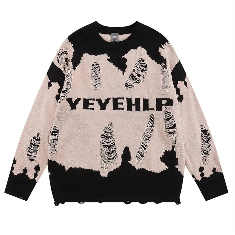 Мужской свитер с длинным рукавом, в стиле хип-хоп