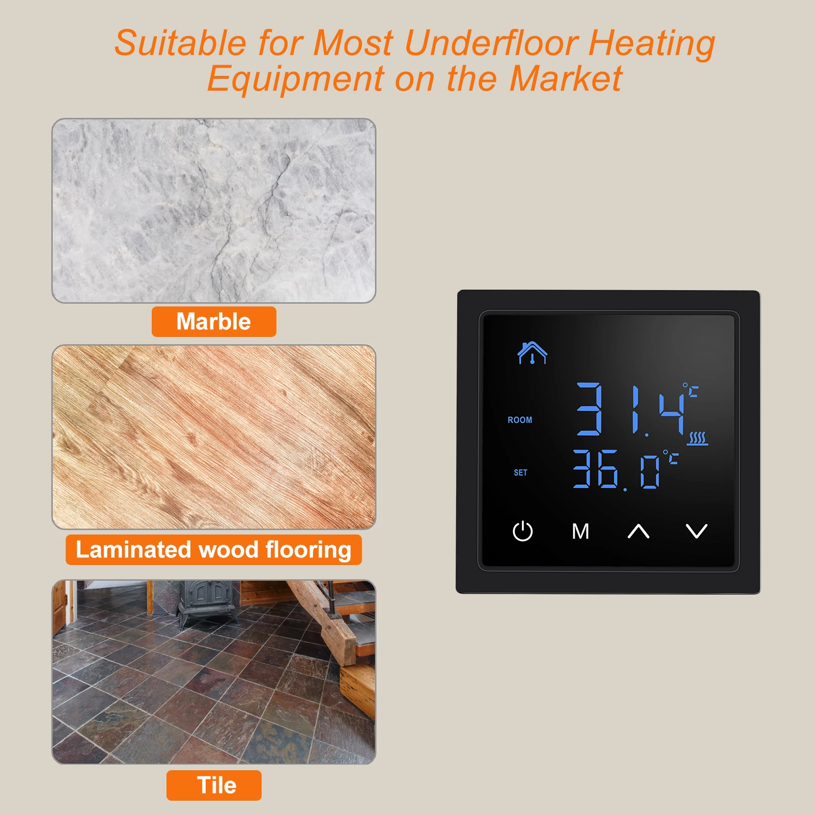 Advanced Smart Thermostat with LED Touchscreen for Floor Heating Systems