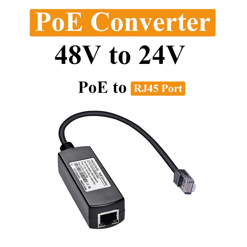 PoE 48V에서 24V/1A로 변환하는 2.5G PoE 컨버터, RJ45 포트 출력, 최대 24W, IEEE802.3 af/at(파워 패시브 24V 보드 장치용)