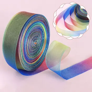 Nastro in organza sfumato iridescente 1 ''larghezza 10 metri Archi per capelli fai da te Nastri per confezioni regalo per artigianato stagionale e styling di eventi