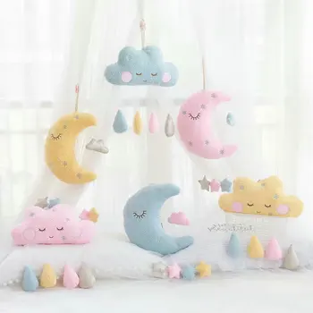 Almohada de peluche con forma de luna para niños, cojín de dibujos animados con forma de nube, decoración para el hogar y fiesta, 35x20cm 1
