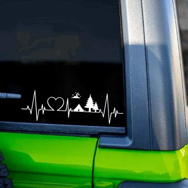 Lovely Camping Heartbeat Design Car Stickers Windows Decoration,Camper Vans Decor Vinyl Decals Accessories Bumpers