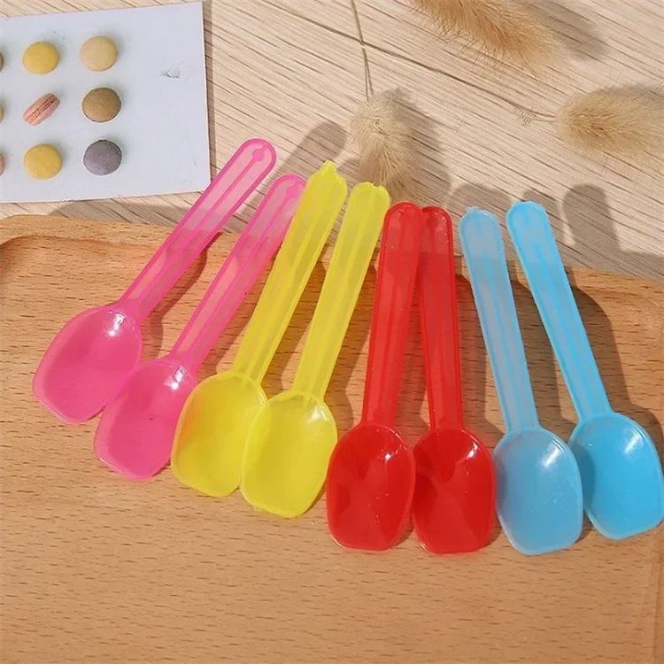 Mini Colorful Plastic Spoons Disposable Flatware Spoons for Jelly Ice Cream Dessert Appetizer Birthday Party Tableware 10pc