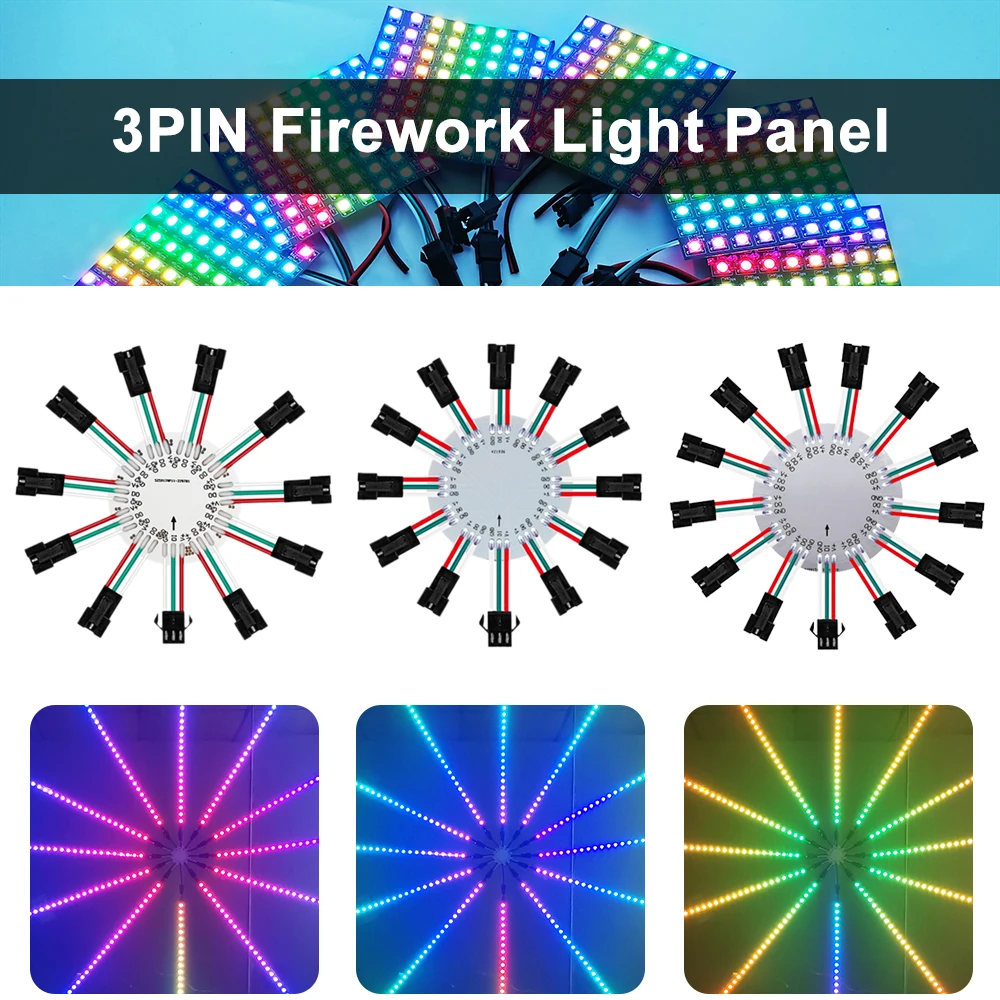 WS2812B Led Firework Lights Round Module 10 11 12 13 Channels For 5050 RGB 3Pin Individually Addressable Pixel Strip Ring Panel