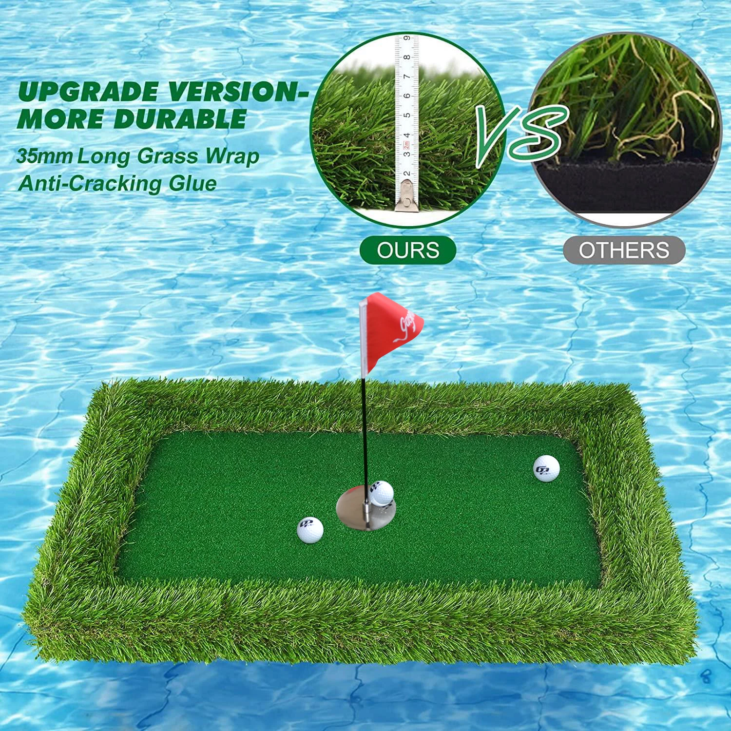 Description Picture 4 of itemGolf Game Floating Chipping Green Golf Turf Mat Set for Outdoor Backyard Swimming Pool Games