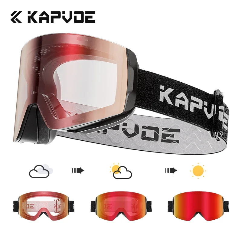 KAPVOE Magnetic Snow Goggles Double Layer Anti-Fog UV Protection Skiing Snowboarding High-definition Clarity Unisex Skiing