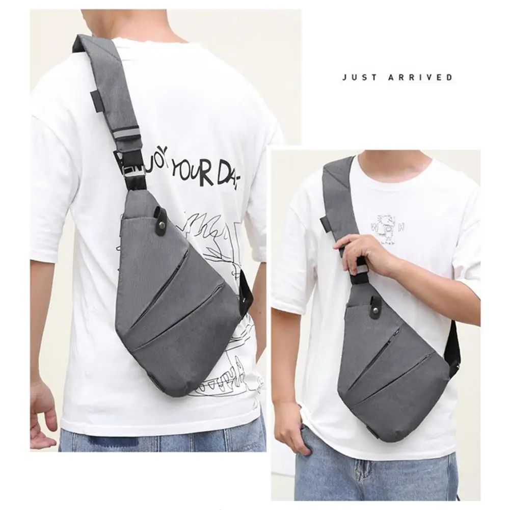 3pcs Men\'s Chest Bag Fashion Anti-theft Shoulder Bag Outdoor Leisure Crossbody Bag Waterproof Handbag USB Bag Sling Pack