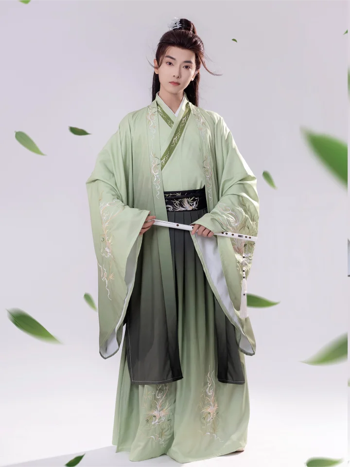 Hanfu Oude Chinese Stijl Hanfu Mannen Geborduurde Jurk Traditionele Kostuum voor Show Cosplay Halloween (Wit 3XL